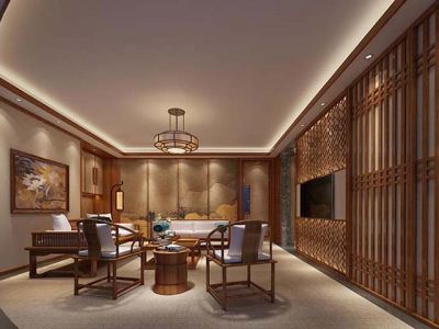 精品酒店-1180㎡-新中式风效果图