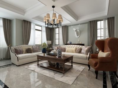 华远云和墅-225㎡-美式风效果图