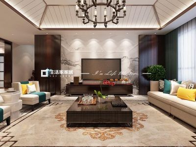 花溪碧桂园-234㎡-新中式风效果图