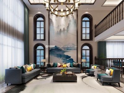 白晶谷-320㎡-新中式风效果图