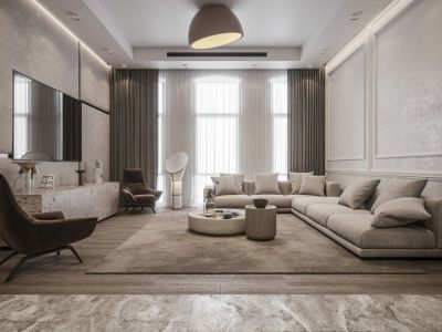 中心花园-125㎡-极简风效果图