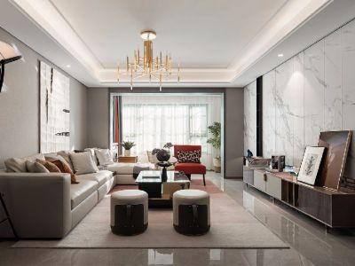 香居茗苑-120㎡-现代风效果图