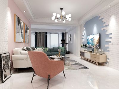 聚贤山庄-124㎡-现代风效果图