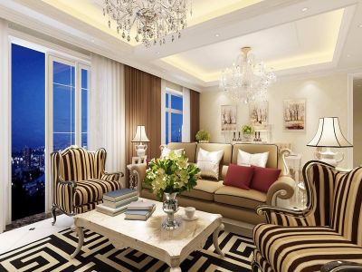蓝润蓝客城-135㎡-欧式风效果图