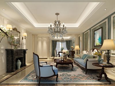 华侨城-纯水岸-140㎡-欧式风效果图