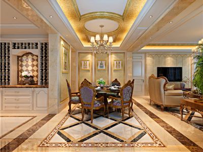 龙湖水晶郦湾-210㎡-混搭风效果图