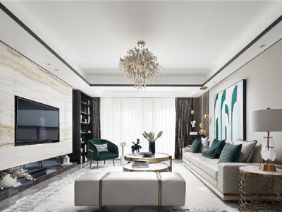 锦泉中园-140㎡-现代风效果图