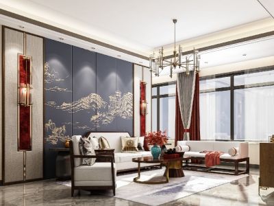 锦云南园-125㎡-新中式风效果图