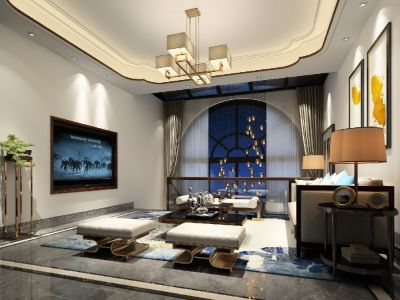 第五郡-200㎡-新中式风效果图