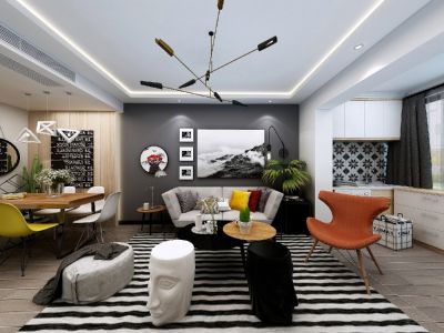 南湖逸家-86㎡-北欧风效果图