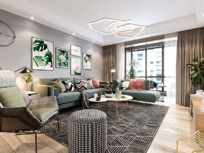 御苑枫景-132㎡-北欧风效果图