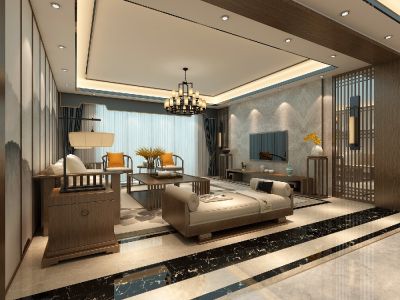 桐梓林欧城-140㎡-中式风效果图