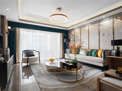 中环坐标城-123㎡-新中式风效果图