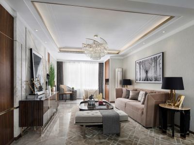 黄州书院-129㎡-轻奢风效果图