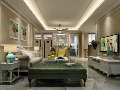 绿地海森林-150㎡-美式风效果图