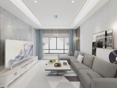 宏泰名居-90㎡-轻奢风效果图