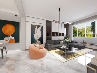 纪委小区现代风格80平方米 中心案例