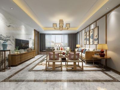 鲁商首府-178㎡-新中式风效果图