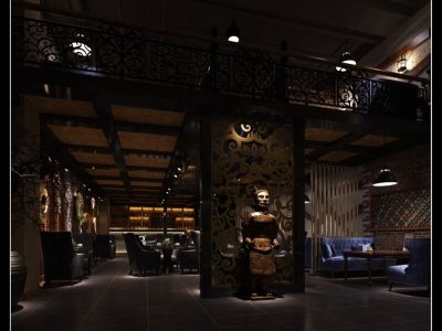 某咖啡厅-120㎡-混搭风效果图