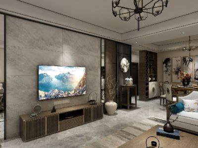 恒大悦龙台-103㎡-中式风效果图