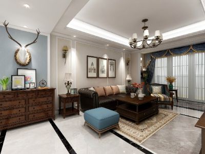 中海寰宇天下-83㎡-美式风效果图