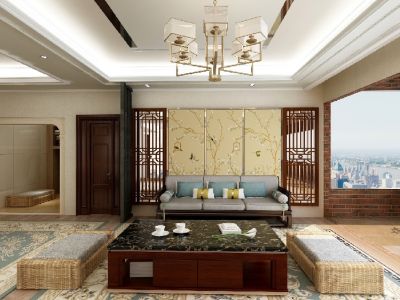 水天一色-168㎡-中式风效果图