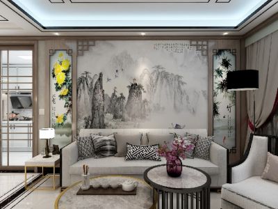 宏泰世纪滨江-136㎡-新中式风效果图