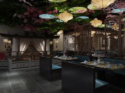 餐饮店-200㎡-中式风效果图