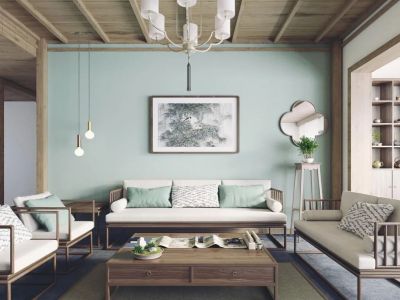 紫竹文苑新中式风格126平米三居室装修案例