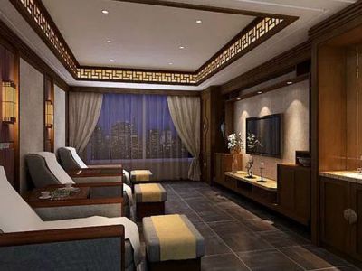 足疗会所-380㎡-新中式风效果图