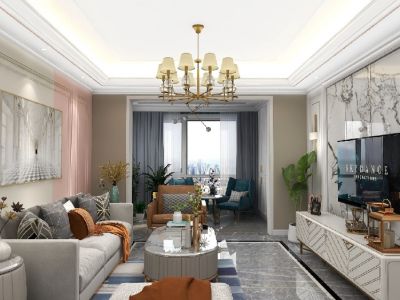 华邦观湖别院-125㎡-美式风效果图