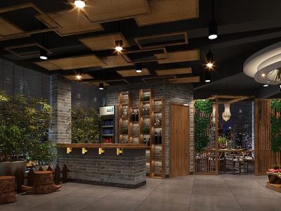 餐饮店-1300㎡-中式风效果图
