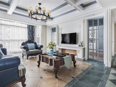 融创红城投赣江府-121㎡-美式风效果图