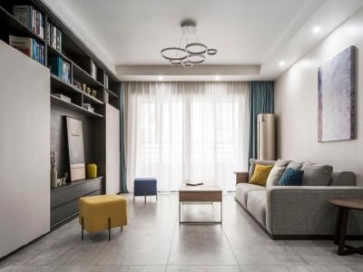 绿地悦滨江-110㎡-现代风效果图