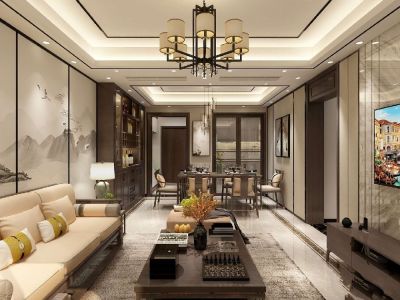 融城假日阳光-124㎡-中式风效果图