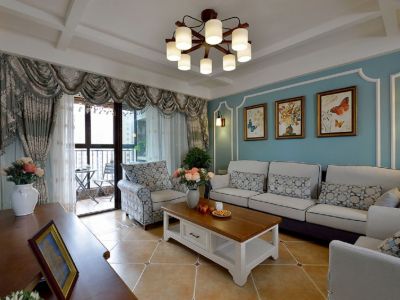 深业东岭-128㎡-美式风效果图