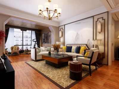 观山满庭芳-120㎡-新中式风效果图