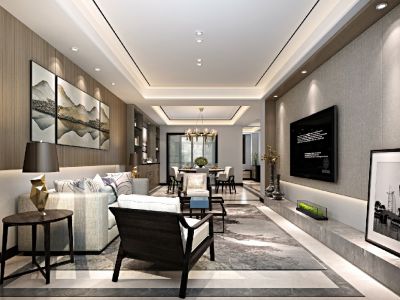 万科金域蓝湾-168㎡-现代风效果图