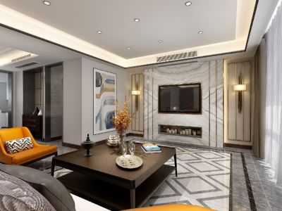 美的瀚堂-140㎡-现代风效果图