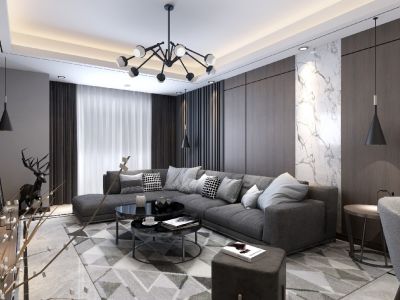 盈佳香荷湾-120㎡-混搭风效果图