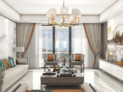 绿地之窗国际花都-180㎡-中式风效果图