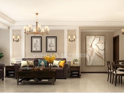 保利紫荆公馆-117㎡-美式风效果图