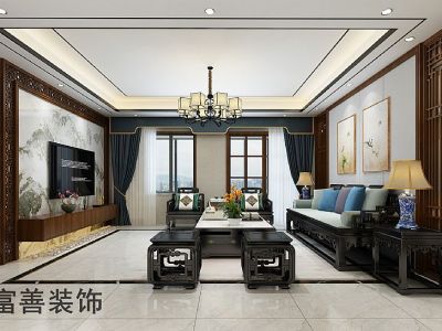 西溪里-125㎡-新中式风效果图