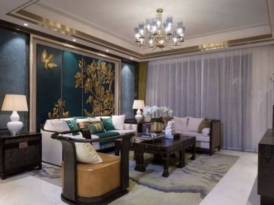 鸿海溪园-127㎡-中式风效果图