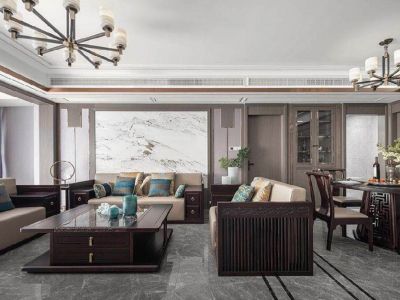 九龙湖金茂悦-135㎡-中式风效果图