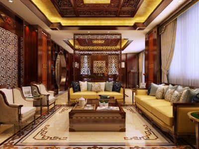 富士庄园-281㎡-新中式风效果图