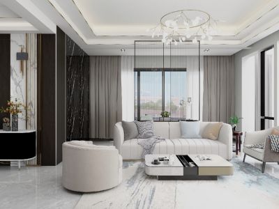 华庭香郡-125㎡-现代风效果图