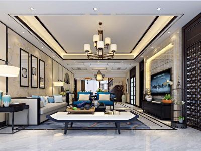 兰亭山水-180㎡-新中式风效果图