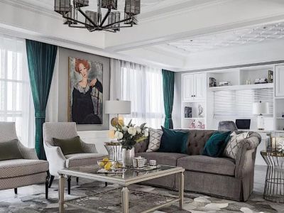 园南二村-140㎡-美式风效果图