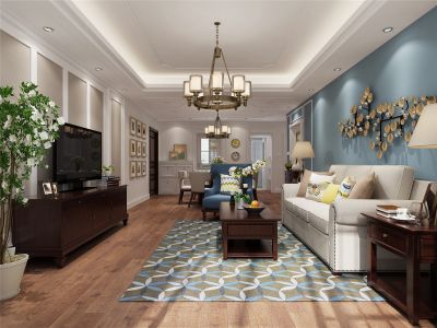 广园东东方名都-144㎡-美式风效果图